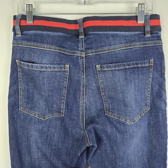 Cabi Women's Button Fly Skinny Jeans Stretchy Dark Wash Ribbon Waistband Size 8 - Picture 9 of 13